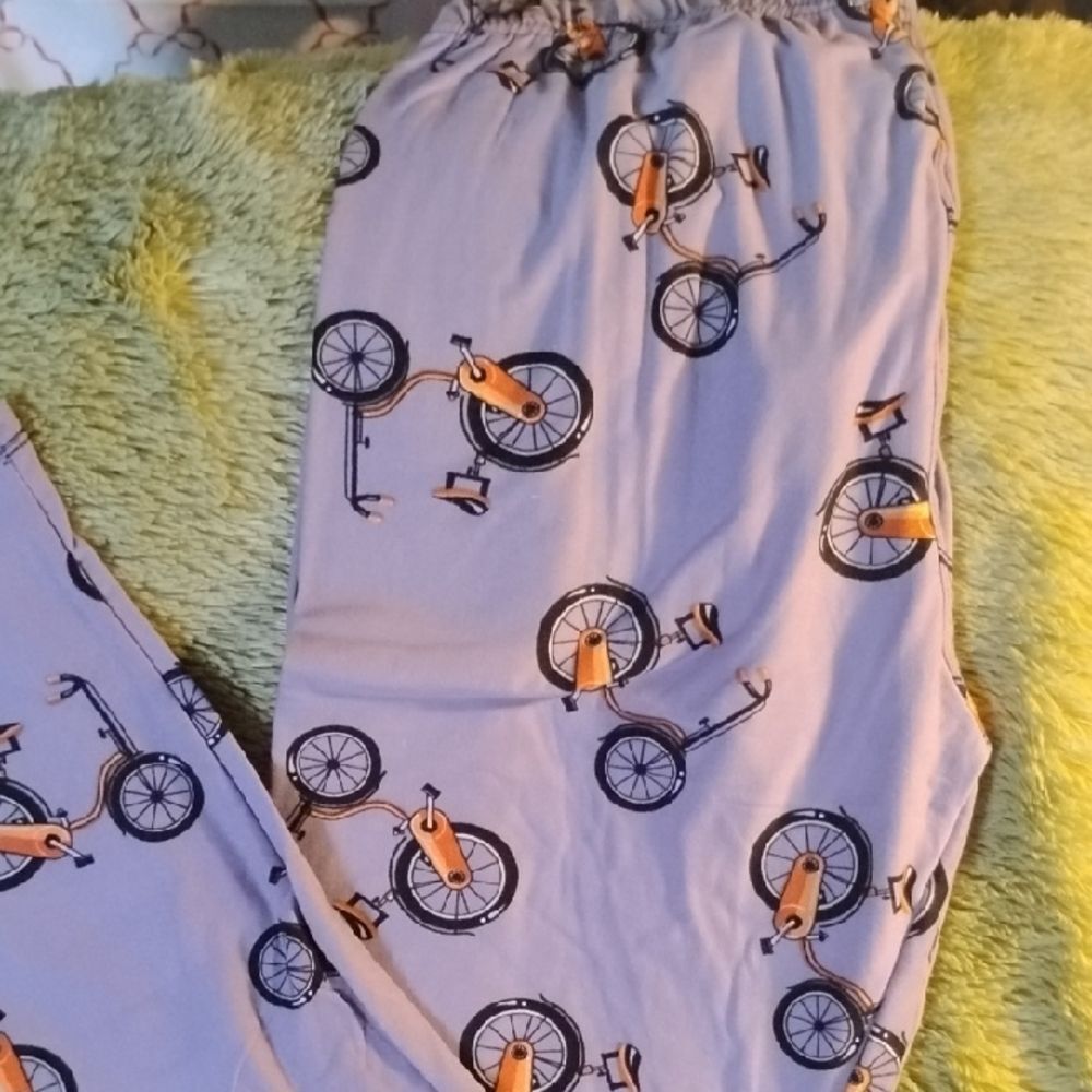 Leggings Depot Women's Bicycle Print Leggings - Purple and Orange - Picture 2 of 4